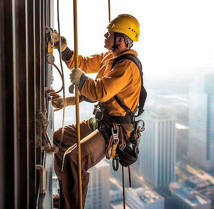 operator hangs down outside building secured with harnesses expert industrial mountaineering ai generated 47726 15073